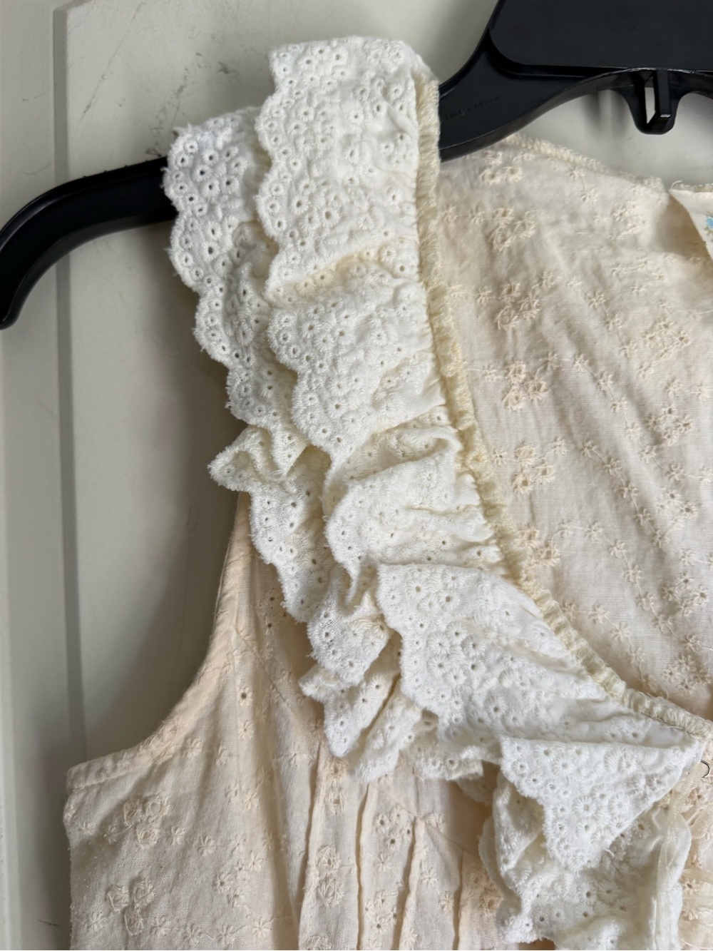Beaubois Cream eyelet Lace-Up Ruffled Cotton Corset tank Top L cottagecore boho - Picture 5 of 11